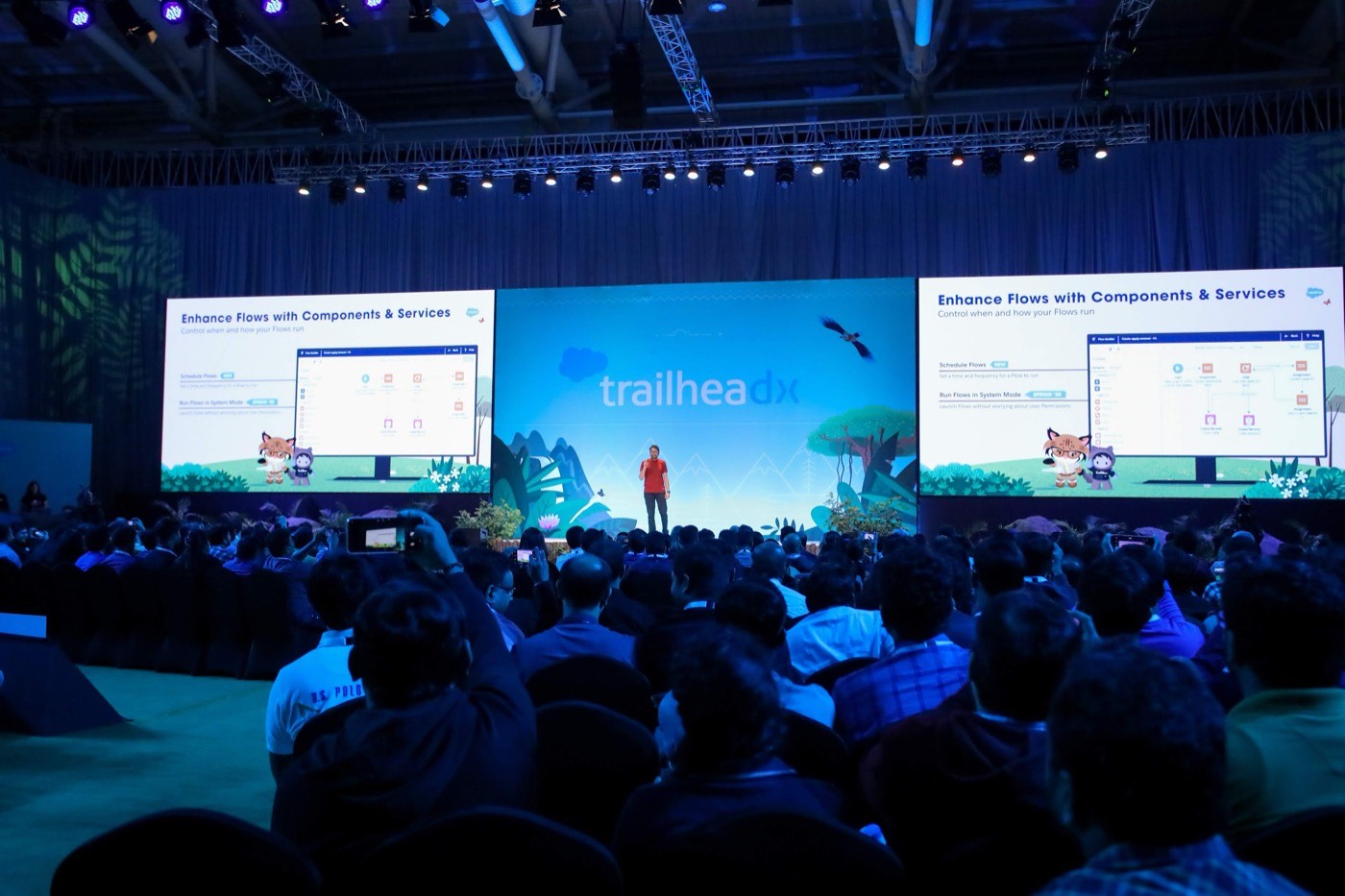 On the main stage at TrailheaDX